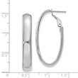 14k 5.75mm White Gold Oval Omega Back Hoop Earrings