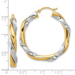 14k w/White Rhodium Twisted Hoop Earrings