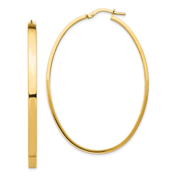 14ky 3mm Polished Large Oval Hoop Earrings