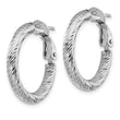 14k 3x15mm White Gold Diamond-cut Round Omega Back Hoop Earrings