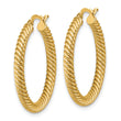 14k 3x20mm Twisted Round Hoop Earrings
