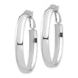 14k White Gold High Polished 5mm Oval Omega Back Hoop Earrings