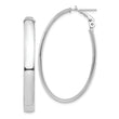 14k White Gold High Polished 5mm Omega Back Oval Hoop Earrings