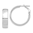 14k White Gold High Polished 7mm Omega Back Hoop Earrings