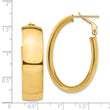14k High Polished 10mm Omega Back Oval Hoop Earrings