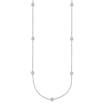 Herco Platinum Polished Bezel Set 9 Lab Grown Diamond Station Necklace