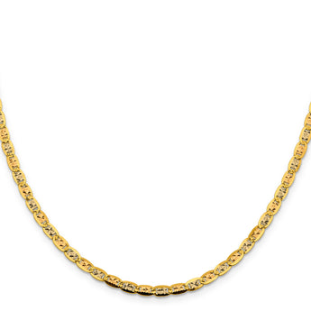 14K 16 inch 3.8mm Tri-color Pav‚ Valentino with Lobster Clasp Chain