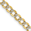 14K 26 inch 4.3mm Semi-Solid with Rhodium Pav‚ Curb with Lobster Clasp Chain
