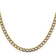 14K 16 inch 5.2mm Semi-Solid with Rhodium Pav‚ Curb with Lobster Clasp Chain