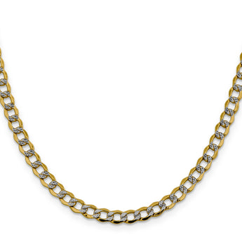 14K 16 inch 5.2mm Semi-Solid with Rhodium Pav‚ Curb with Lobster Clasp Chain