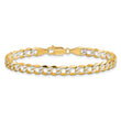 14K 7 inch 5.2mm Semi-Solid with Rhodium Pav‚ Curb with Lobster Clasp Bracelet