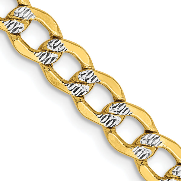 14K 26 inch 5.2mm Semi-Solid with Rhodium Pav‚ Curb with Lobster Clasp Chain