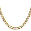 14K 16 inch 6.75mm Semi-Solid with Rhodium Pav‚ Curb with Lobster Clasp Chain