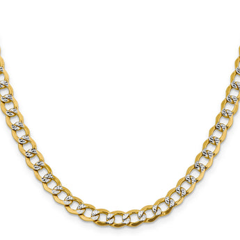 14K 16 inch 6.75mm Semi-Solid with Rhodium Pav‚ Curb with Lobster Clasp Chain