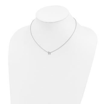 Sterling Silver 925 Diamond Initial H Necklace with Polished Finish, 18-Inch Cable Chain