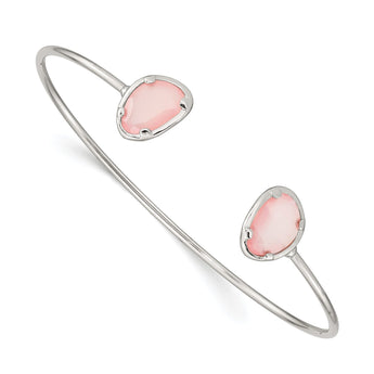 Pink Chalcedony Cuff Bracelet in Sterling Silver
