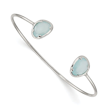 Blue Chalcedony Cuff Bracelet in Sterling Silver