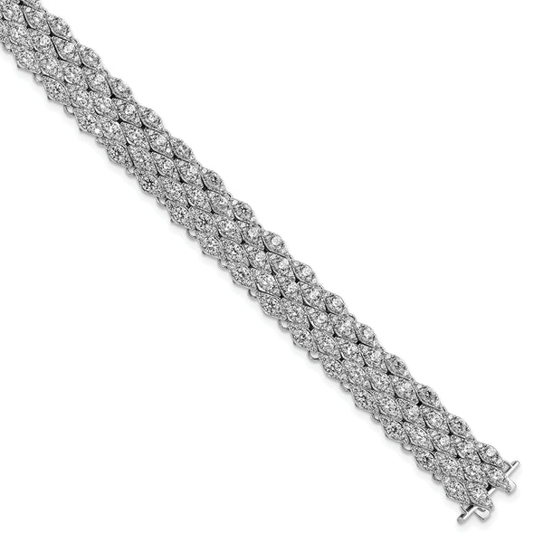 Sterling Shimmer Sterling Silver Rhodium-plated 6.75 inch 315 Stone CZ Mesh Bracelet