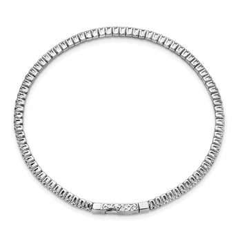 Sterling Shimmer Sterling Silver Rhodium-plated 76 Stone CZ Flexible Bangle Bracelet