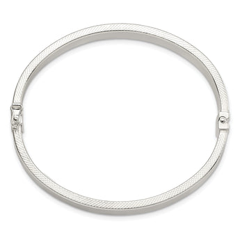 Sterling Silver Polished & Textured Hinged Bangle
