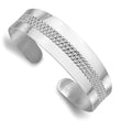 Sterling Silver Rhodium Plated and Textured Cuff Bangle