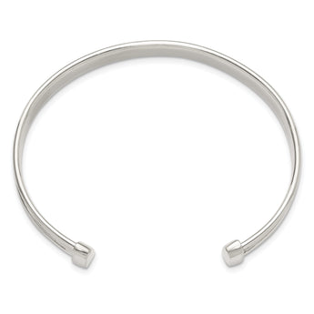 Sterling Silver Polished Textured Cuff Bangle Bracelet
