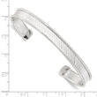 Sterling Silver Polished Textured Cuff Bangle Bracelet