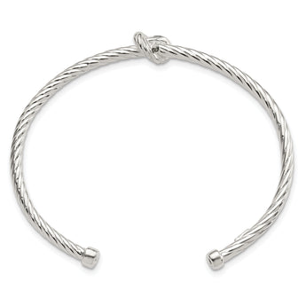 Sterling Silver Twisted Knot Cuff Bangle