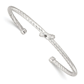 Sterling Silver Twisted Knot Cuff Bangle