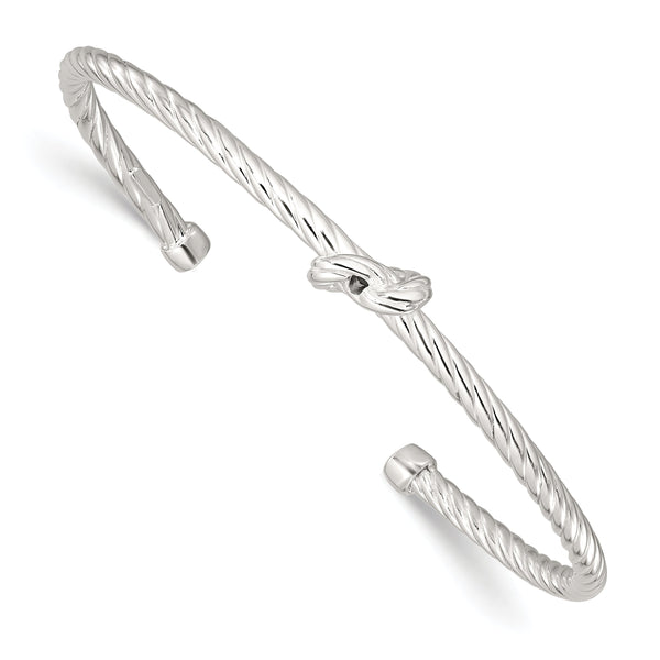 Sterling Silver Twisted Knot Cuff Bangle