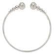 Sterling Silver Polished Beaded Cuff Bangle