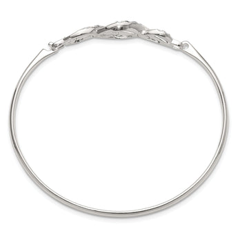 Sterling Silver Polished CZ Fancy Hook Bangle Bracelet