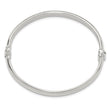 Sterling Silver Polished Textured Hinged Bangle Bracelet