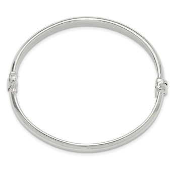 Sterling Silver Polished Textured Hinged Bangle Bracelet