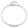Sterling Silver Rhod-plated Polished Beads w/.75 in ext Bangle Bracelet