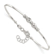Sterling Silver Rhod-plated Polished Beads w/.75 in ext Bangle Bracelet