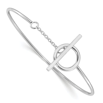 Sterling Silver Rhodium-plated Polished Toggle Clasp Bangle