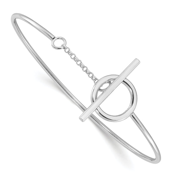 Sterling Silver Rhodium-plated Polished Toggle Clasp Bangle