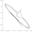 Sterling Silver Polished Heart Toggle Clasp Bangle Bracelet