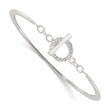 Sterling Silver Polished CZ Toggle Clasp Bangle Bracelet