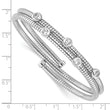 Sterling Silver Rhod-plated Textured CZ Moveable Wrap Bangle Bracelet