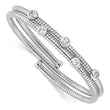 Sterling Silver Rhod-plated Textured CZ Moveable Wrap Bangle Bracelet