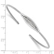 Sterling Silver Polished Rhodium-plated Textured CZ Cuff Bracelet