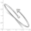 Sterling Silver Rhodium-plated CZ Arrow Flexible Cuff Bangle Bracelet