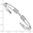 Sterling Silver Rhodium-plated Polished CZ Cuff with Hinge Bangle Bracelet