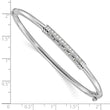 Sterling Silver Polished Rhodium-plated CZ Hinged Bangle Bracelet