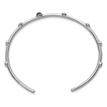 Brown Cubic Zirconia and Smokey Quartz Cuff Bracelet in Sterling Silver, 5mm