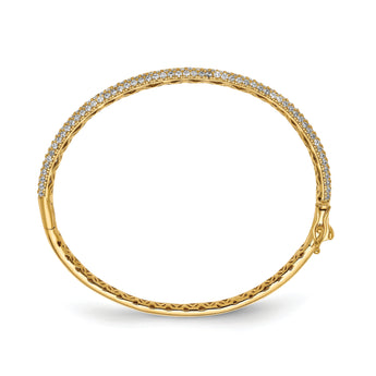 Sterling Shimmer Sterling Silver Gold-tone Flash Gold-plated 175 Stone Pav‚ CZ Hinged Bangle Bracelet