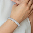 Sterling Shimmer Sterling Silver Rhodium-plated 439 Stone CZ Pav‚ Hinged Bangle