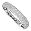 Sterling Shimmer Sterling Silver Rhodium-plated 568 Stone CZ Pav‚ Hinged Bangle